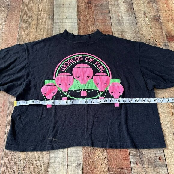 Rags to Riches Vintage Worlds of Fun Oversized Boxey Short Sleeve Cropped Tee - Picture 5 of 10